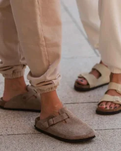 Birkenstock Boston SFB for Men - Taupe Suede