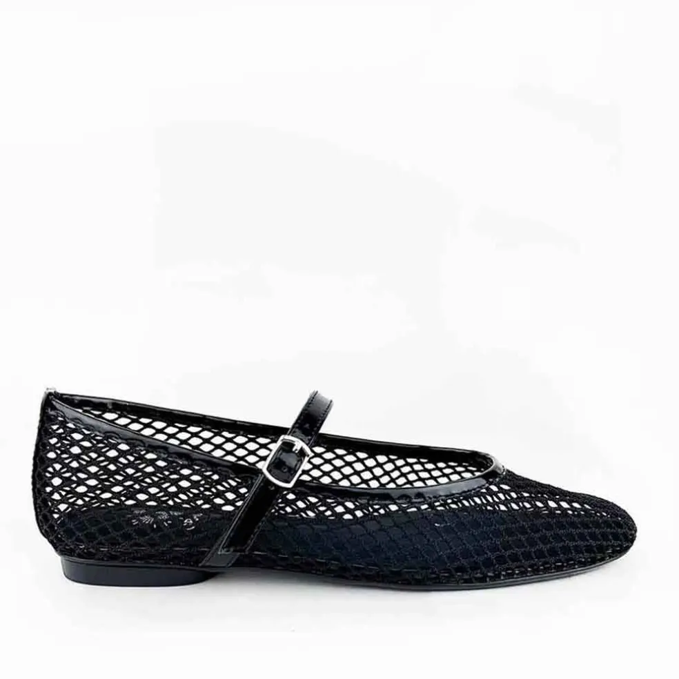 Grace Perth Mesh Flat - Black