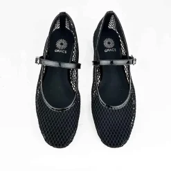 Grace Perth Mesh Flat - Black