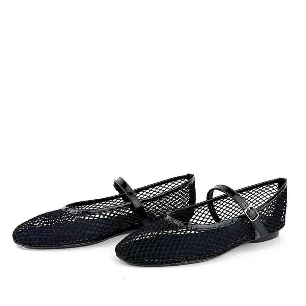 Grace Perth Mesh Flat - Black