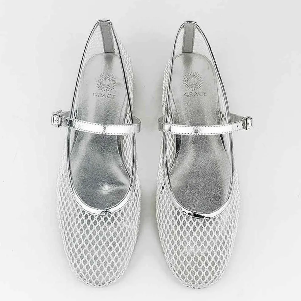 Grace Perth Mesh Flat - Silver