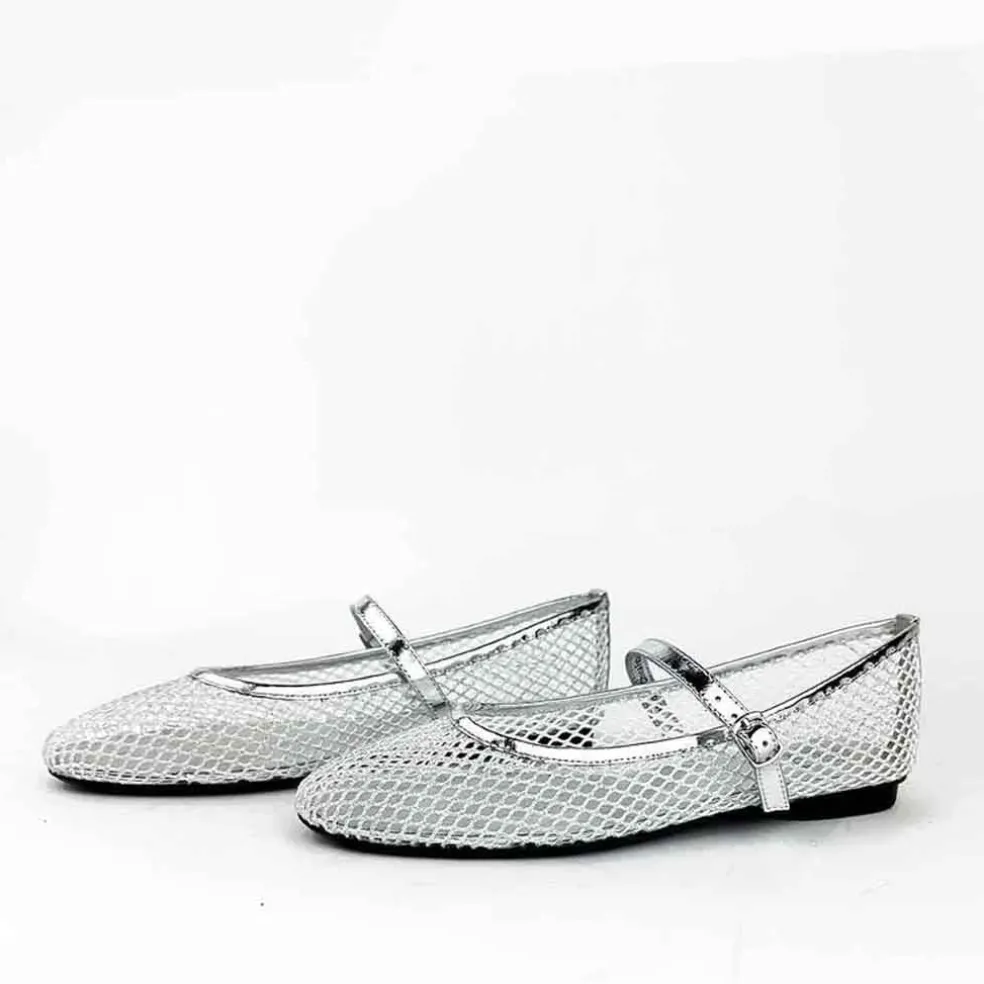 Grace Perth Mesh Flat - Silver