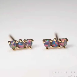 Leslie Francesca Mini Triple Royal Lavender Opal Studs