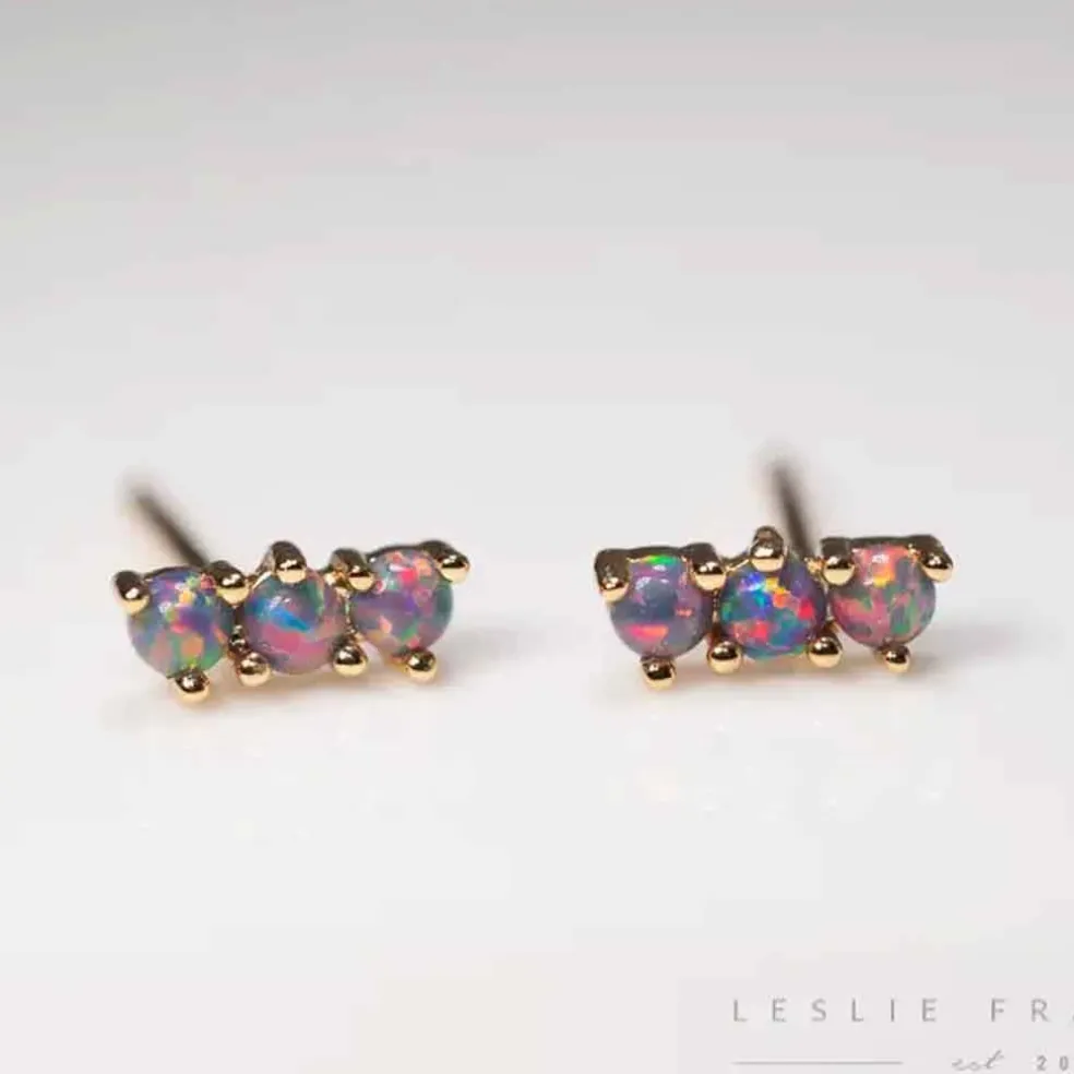 Leslie Francesca Mini Triple Royal Lavender Opal Studs