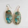 Leslie Francesca Turquoise Gold Oval Drop Earrings