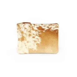 Primecut Cowhide Zip Pouch - Caramel Speckled
