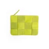 Primecut Leather Check Zip Pouch - Lime