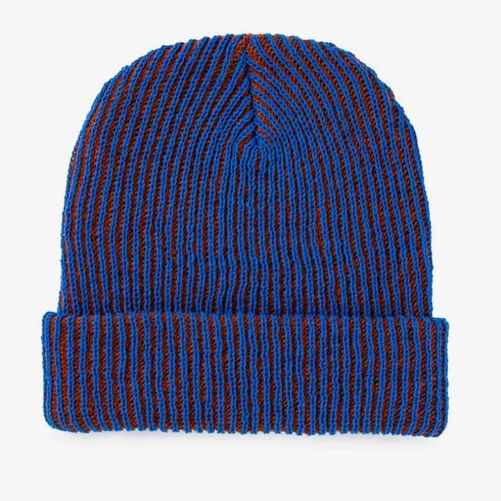 Verloop Simple Rib Knit Beanie - Cobalt/Rust