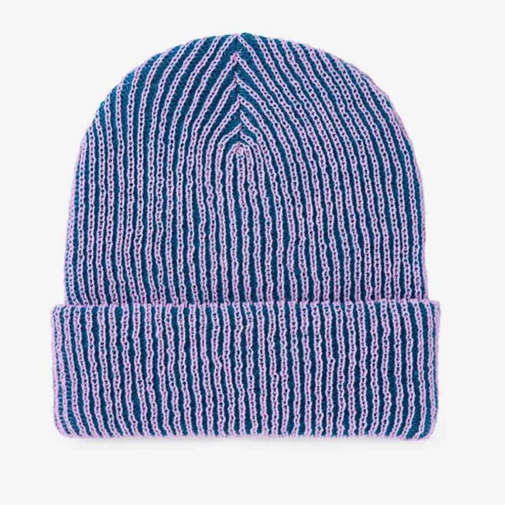 Verloop Simple Rib Knit Beanie - Teal/Lilac
