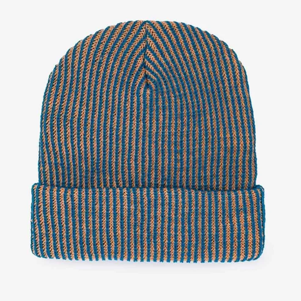 Verloop Simple Rib Knit Beanie - Teal/Peach