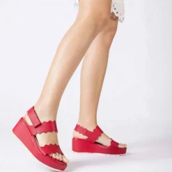 Wonders Red Wedge Sandal