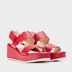 Wonders Red Wedge Sandal