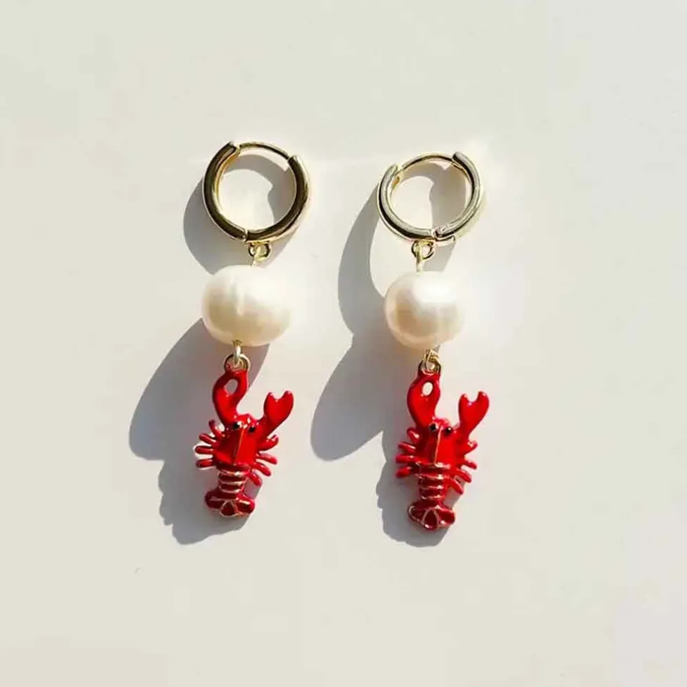 Yellow Dots Studio - Red Lobster Earrings
