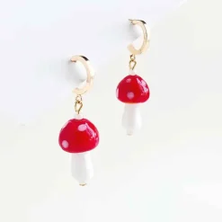 Yellow Dots Studio - Red Mushroom Earrings