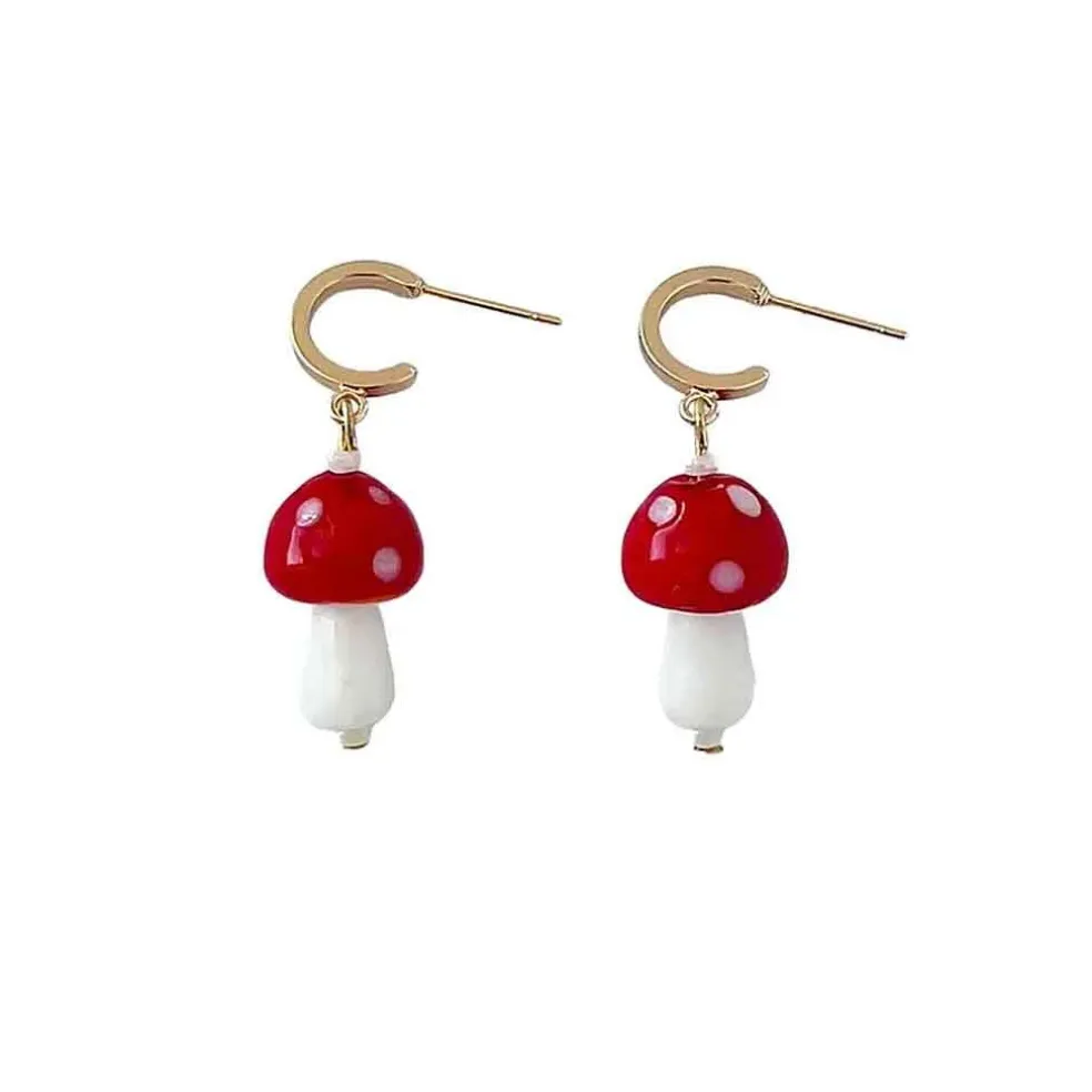 Yellow Dots Studio - Red Mushroom Earrings